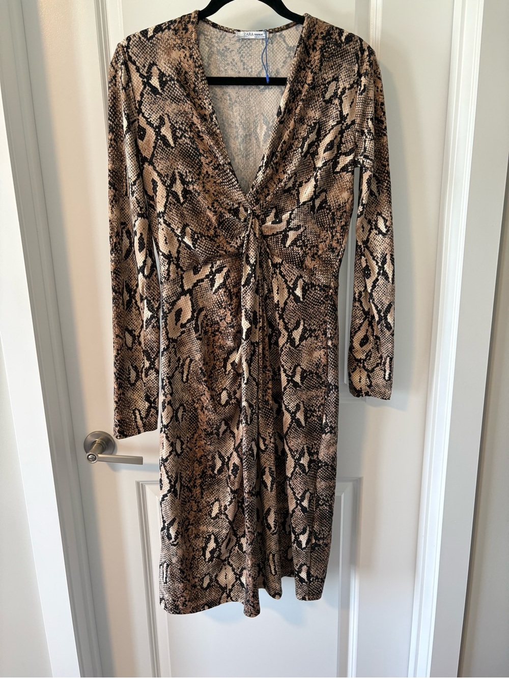 Zara Trafaluc Python Print Knot Front Midi Dress Size Medium
